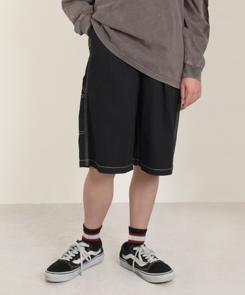 GLAZOS(グラソス)の「【大人向けサイズあり】コットンツイル・ハーフペインターパンツ(その他パンツ・キッズ・カーキ/ブラック/ベージュ/ブラウン・140cm/150cm/160cm/170cm)」の2枚目の写真