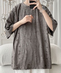 オーバーサイズダメージクルーネックTシャツ