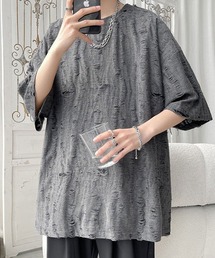 オーバーサイズダメージクルーネックTシャツ