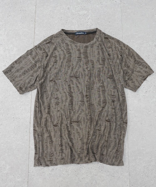 Shoowtime(ショウタイム)の「オーバーサイズダメージクルーネックTシャツ(Tシャツ/カットソー・メンズ・アイボリー/ブラウン/ブラック・LARGE/X-LARGE/MEDIUM)」の18枚目の写真