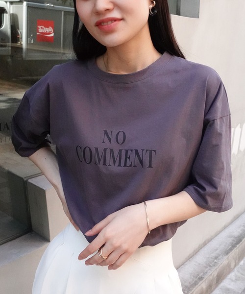 CORNERS（コーナーズ）の「NO COMMENTプリントTシャツ（Tシャツ/カットソー・レディース・チャコールグレー/オフホワイト・M）」の2枚目の写真