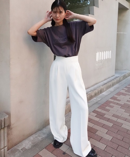 CORNERS（コーナーズ）の「NO COMMENTプリントTシャツ（Tシャツ/カットソー・レディース・チャコールグレー/オフホワイト・M）」の5枚目の写真