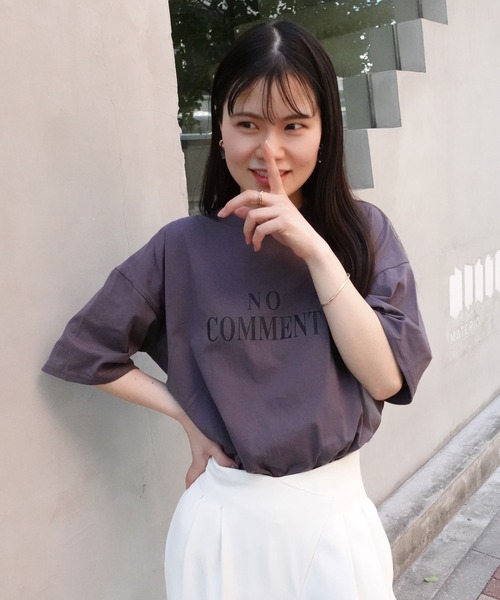 CORNERS（コーナーズ）の「NO COMMENTプリントTシャツ（Tシャツ/カットソー・レディース・チャコールグレー/オフホワイト・M）」の6枚目の写真