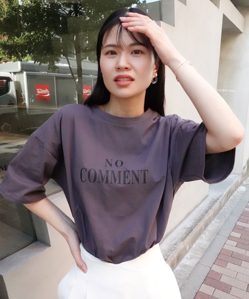 CORNERS（コーナーズ）の「NO COMMENTプリントTシャツ（Tシャツ/カットソー・レディース・チャコールグレー/オフホワイト・M）」の7枚目の写真