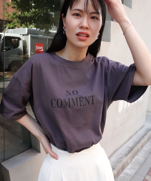 CORNERS（コーナーズ）の「NO COMMENTプリントTシャツ（Tシャツ/カットソー・レディース・チャコールグレー/オフホワイト・M）」の8枚目の写真
