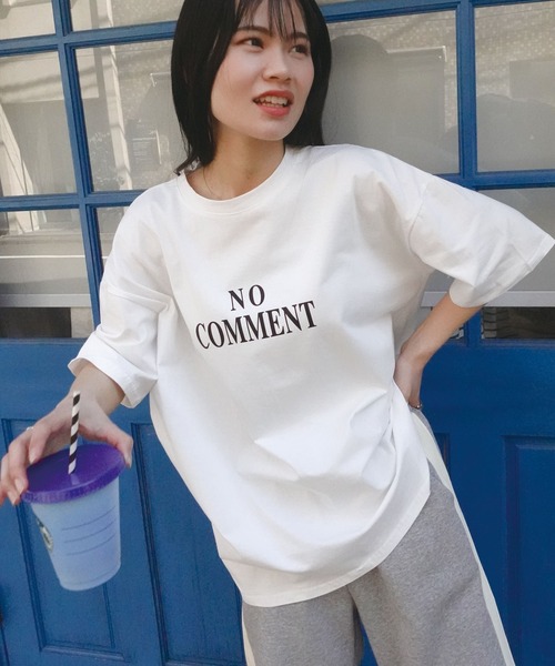 CORNERS（コーナーズ）の「NO COMMENTプリントTシャツ（Tシャツ/カットソー・レディース・チャコールグレー/オフホワイト・M）」の9枚目の写真