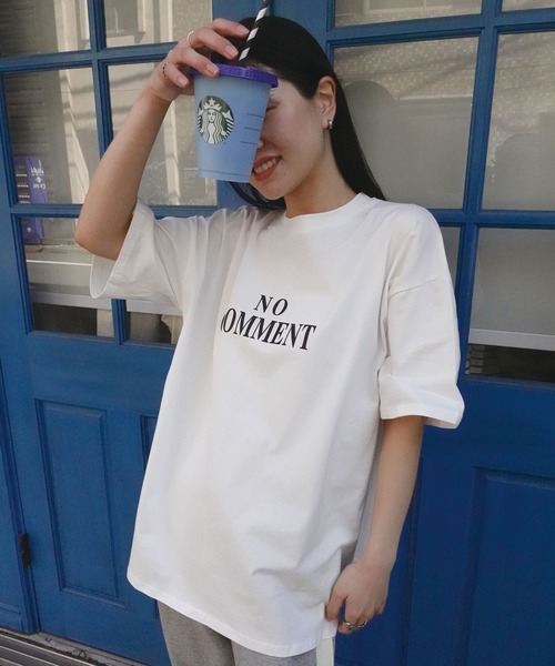 CORNERS（コーナーズ）の「NO COMMENTプリントTシャツ（Tシャツ/カットソー・レディース・チャコールグレー/オフホワイト・M）」の3枚目の写真