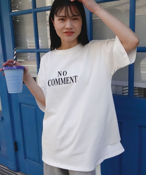 CORNERS（コーナーズ）の「NO COMMENTプリントTシャツ（Tシャツ/カットソー・レディース・チャコールグレー/オフホワイト・M）」の4枚目の写真
