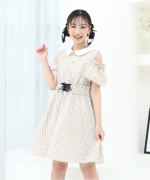 PINKHUNT（ピンクハント）の「PINKHUNT ウエストレースアップワンピース 9326K（ワンピース・キッズ・ベビーピンク/ネイビー・120cm/130cm/140cm/150cm/160cm）」の5枚目の写真