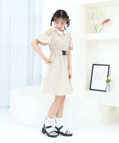 PINKHUNT（ピンクハント）の「PINKHUNT ウエストレースアップワンピース 9326K（ワンピース・キッズ・ベビーピンク/ネイビー・120cm/130cm/140cm/150cm/160cm）」の7枚目の写真