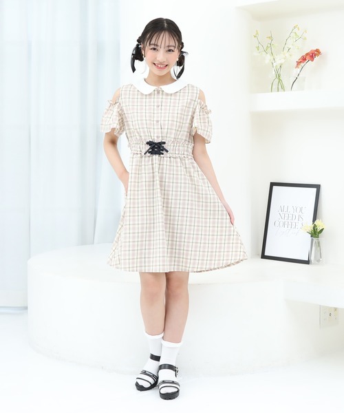 PINKHUNT（ピンクハント）の「PINKHUNT ウエストレースアップワンピース 9326K（ワンピース・キッズ・ベビーピンク/ネイビー・120cm/130cm/140cm/150cm/160cm）」の6枚目の写真