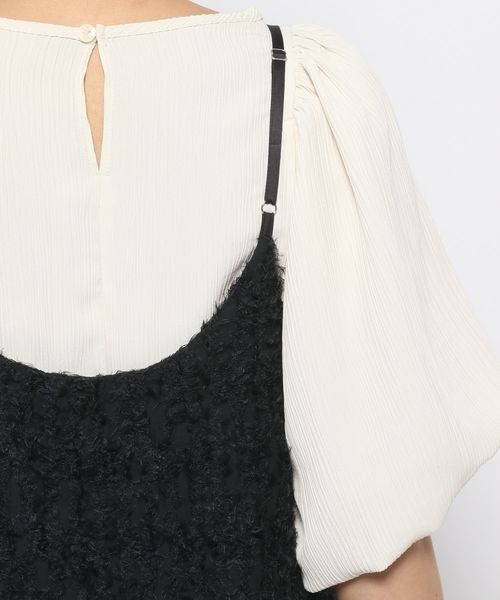 mysty woman(ミスティウーマン)の「シャギーAラインキャミワンピース 113255(ワンピース・レディース・オフホワイト/ブラック・FREE)」の16枚目の写真