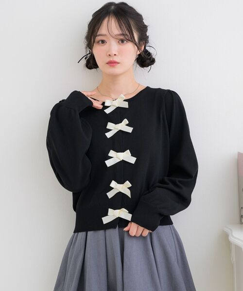 セール】フロントリボンNTカーデ（ニット/セーター）｜ems excite
