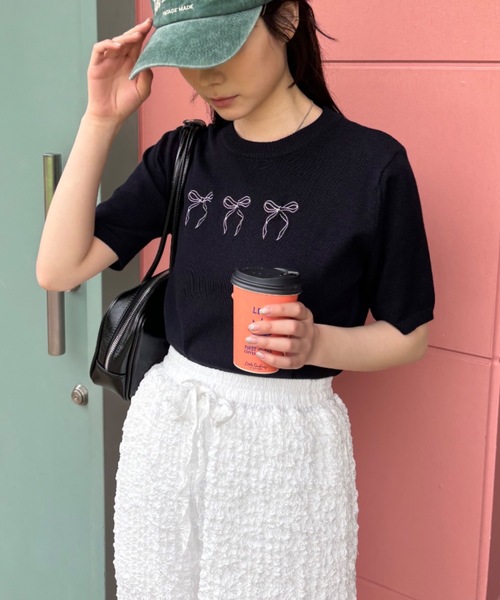 Birthday room(バースデイルーム)の「リボンニットトップス(ニット/セーター・レディース・ネイビー/グレー/アイボリー・FREE)」の21枚目の写真