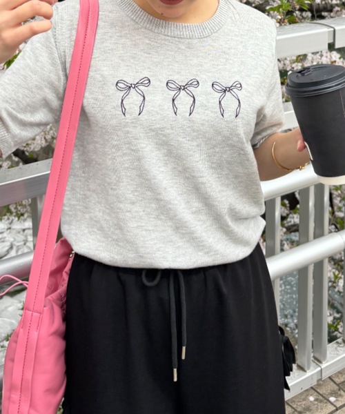 Birthday room(バースデイルーム)の「リボンニットトップス(ニット/セーター・レディース・ネイビー/グレー/アイボリー・FREE)」の14枚目の写真
