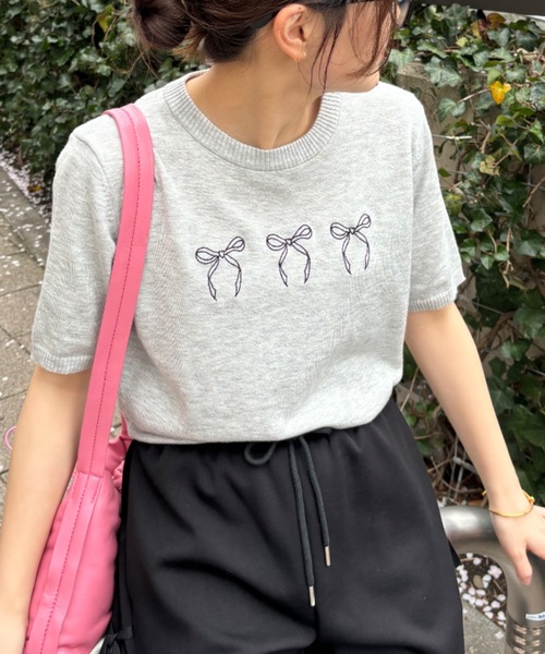 Birthday room(バースデイルーム)の「リボンニットトップス(ニット/セーター・レディース・ネイビー/グレー/アイボリー・FREE)」の17枚目の写真