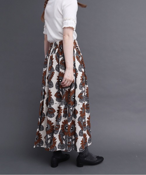 peu pres（プープレ）の「●ひまわりプリント ギャザースカート（スカート・レディース・ブラウン/イエロー・FREE）」の13枚目の写真