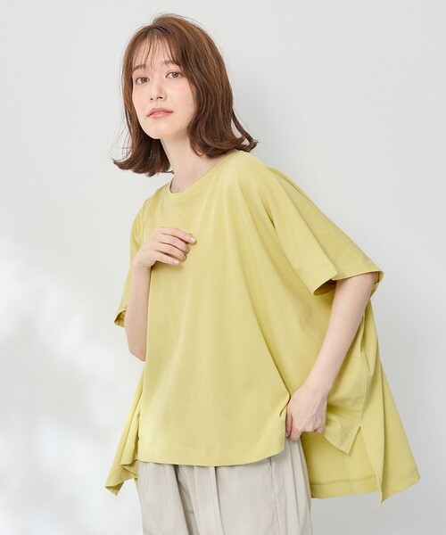 ANY(エニィ)の「ハイツイストコットンポンチョ風Tシャツ(Tシャツ/カットソー・レディース・グレー系/イエロー系/ライトグレー系/ホワイト系・F)」の4枚目の写真