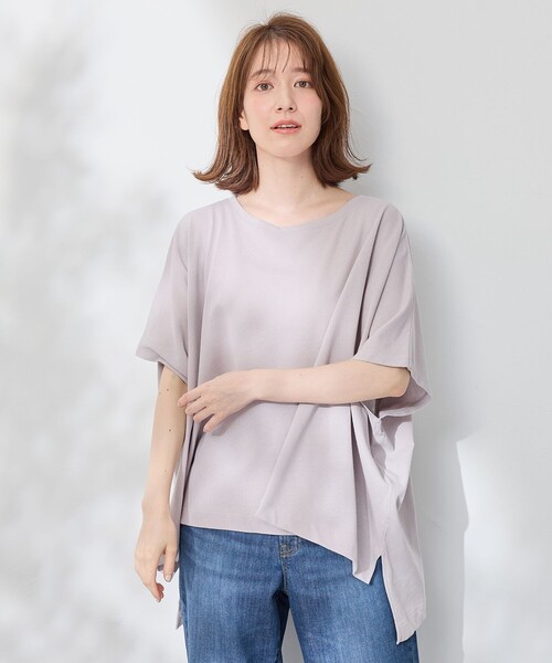 ANY(エニィ)の「ハイツイストコットンポンチョ風Tシャツ(Tシャツ/カットソー・レディース・グレー系/イエロー系/ライトグレー系/ホワイト系・F)」の21枚目の写真