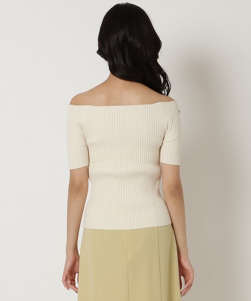 REDYAZEL（レディアゼル）の「半袖リブニット（ニット/セーター・レディース・ピンク/ミント/ブラック/オフホワイト・FREE）」の6枚目の写真