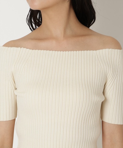 REDYAZEL（レディアゼル）の「半袖リブニット（ニット/セーター・レディース・ピンク/ミント/ブラック/オフホワイト・FREE）」の8枚目の写真