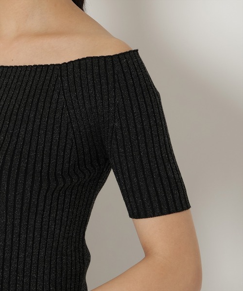 REDYAZEL（レディアゼル）の「半袖リブニット（ニット/セーター・レディース・ピンク/ミント/ブラック/オフホワイト・FREE）」の15枚目の写真