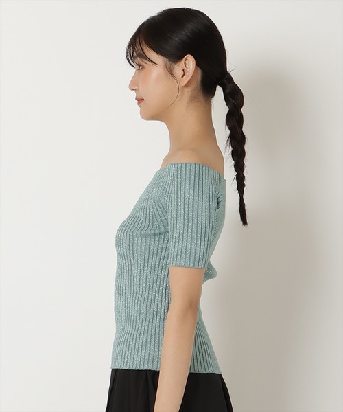 REDYAZEL（レディアゼル）の「半袖リブニット（ニット/セーター・レディース・ピンク/ミント/ブラック/オフホワイト・FREE）」の17枚目の写真