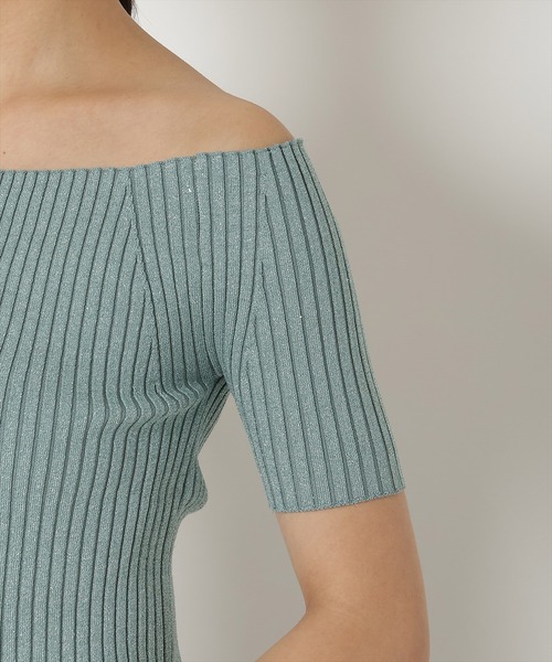 REDYAZEL（レディアゼル）の「半袖リブニット（ニット/セーター・レディース・ピンク/ミント/ブラック/オフホワイト・FREE）」の21枚目の写真