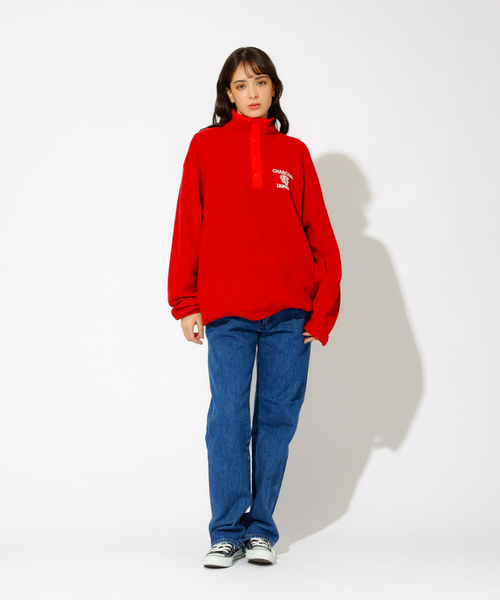 AMERICANA（アメリカーナ）の「【AMERICANA×ORIGINAL Charcoal／アメリカーナ×オリジナル チャコール】Leopards Snap プルオーバースウェット/ユニセックス（スウェット・メンズ・ネイビー/レッド・L/M）」の4枚目の写真