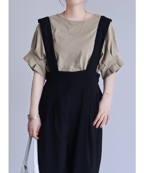 reca(レカ)の「綿100%!大人可愛い優秀アイテム タックスリーブTシャツ(シャツ/ブラウス・レディース・グレイッシュベージュ/イエロー/ブラック/オフホワイト・M)」の4枚目の写真
