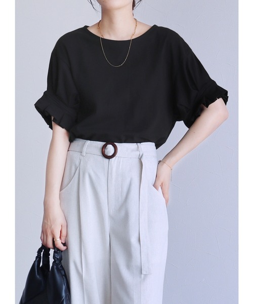 reca(レカ)の「綿100%!大人可愛い優秀アイテム タックスリーブTシャツ(シャツ/ブラウス・レディース・グレイッシュベージュ/イエロー/ブラック/オフホワイト・M)」の3枚目の写真