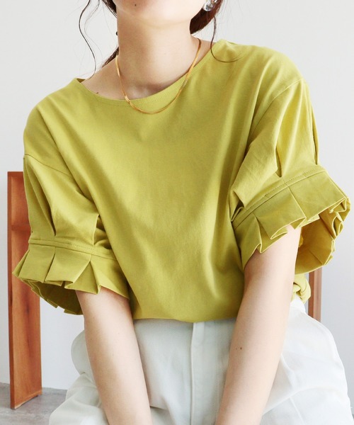 reca(レカ)の「綿100%!大人可愛い優秀アイテム タックスリーブTシャツ(シャツ/ブラウス・レディース・グレイッシュベージュ/イエロー/ブラック/オフホワイト・M)」の16枚目の写真