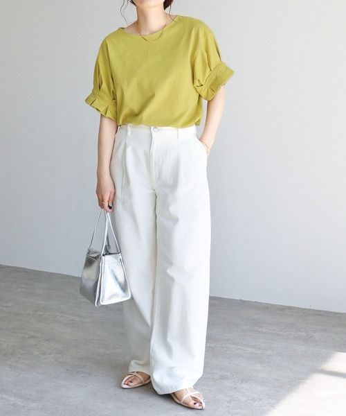 reca(レカ)の「綿100%!大人可愛い優秀アイテム タックスリーブTシャツ(シャツ/ブラウス・レディース・グレイッシュベージュ/イエロー/ブラック/オフホワイト・M)」の17枚目の写真