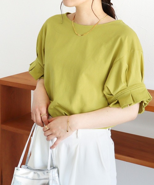 reca(レカ)の「綿100%!大人可愛い優秀アイテム タックスリーブTシャツ(シャツ/ブラウス・レディース・グレイッシュベージュ/イエロー/ブラック/オフホワイト・M)」の18枚目の写真