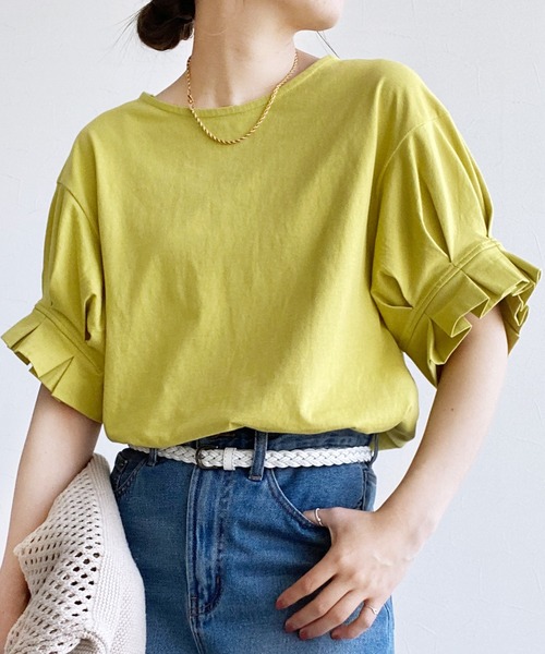 reca(レカ)の「綿100%!大人可愛い優秀アイテム タックスリーブTシャツ(シャツ/ブラウス・レディース・グレイッシュベージュ/イエロー/ブラック/オフホワイト・M)」の21枚目の写真