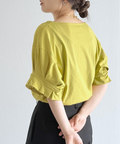 reca(レカ)の「綿100%!大人可愛い優秀アイテム タックスリーブTシャツ(シャツ/ブラウス・レディース・グレイッシュベージュ/イエロー/ブラック/オフホワイト・M)」の22枚目の写真