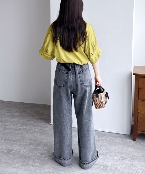 reca(レカ)の「綿100%!大人可愛い優秀アイテム タックスリーブTシャツ(シャツ/ブラウス・レディース・グレイッシュベージュ/イエロー/ブラック/オフホワイト・M)」の14枚目の写真