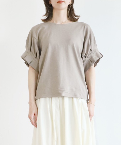 reca(レカ)の「綿100%!大人可愛い優秀アイテム タックスリーブTシャツ(シャツ/ブラウス・レディース・グレイッシュベージュ/イエロー/ブラック/オフホワイト・M)」の7枚目の写真