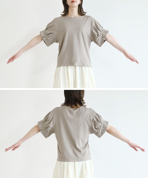 reca(レカ)の「綿100%!大人可愛い優秀アイテム タックスリーブTシャツ(シャツ/ブラウス・レディース・グレイッシュベージュ/イエロー/ブラック/オフホワイト・M)」の9枚目の写真