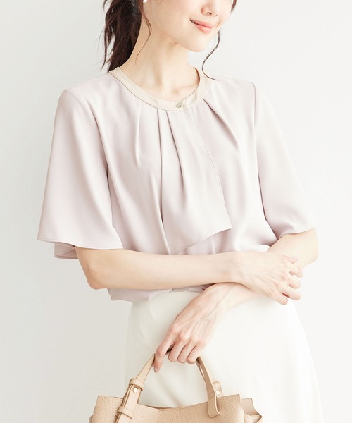 ROPE' PICNIC（ロペピクニック）の「ボウタイハーフスリーブブラウス（シャツ/ブラウス・レディース・ホワイト系その他/ホワイト/ベージュ/ピンク/サックスブルー・36/38）」の5枚目の写真