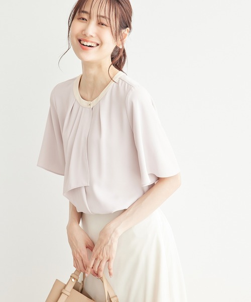 ROPE' PICNIC（ロペピクニック）の「ボウタイハーフスリーブブラウス（シャツ/ブラウス・レディース・ホワイト系その他/ホワイト/ベージュ/ピンク/サックスブルー・36/38）」の21枚目の写真