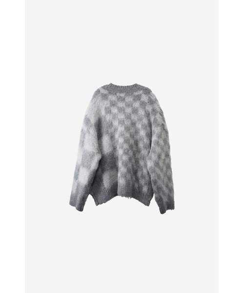 LOVE POMME POMME(ラブポムポム)の「Block Check Pattern Knit(ニット/セーター・レディース・グレー/ブラック・FREE)」の4枚目の写真