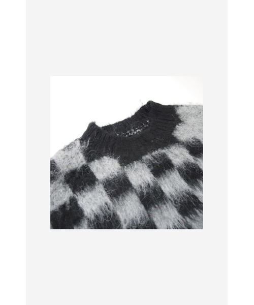 LOVE POMME POMME(ラブポムポム)の「Block Check Pattern Knit(ニット/セーター・レディース・グレー/ブラック・FREE)」の5枚目の写真