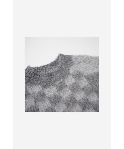 LOVE POMME POMME(ラブポムポム)の「Block Check Pattern Knit(ニット/セーター・レディース・グレー/ブラック・FREE)」の9枚目の写真