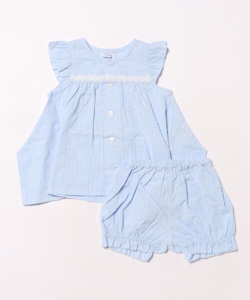 HAKKA BABY（ハッカベビー）の「[ベビー]ストライプドビーチュニックパンツセット（チュニック・キッズ・サックスブルー/イエロー・90cm/80ｃｍ）」の2枚目の写真