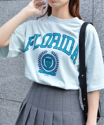 【spiritoso】フロッキープリント フロリダ半袖Tシャツ (CP)