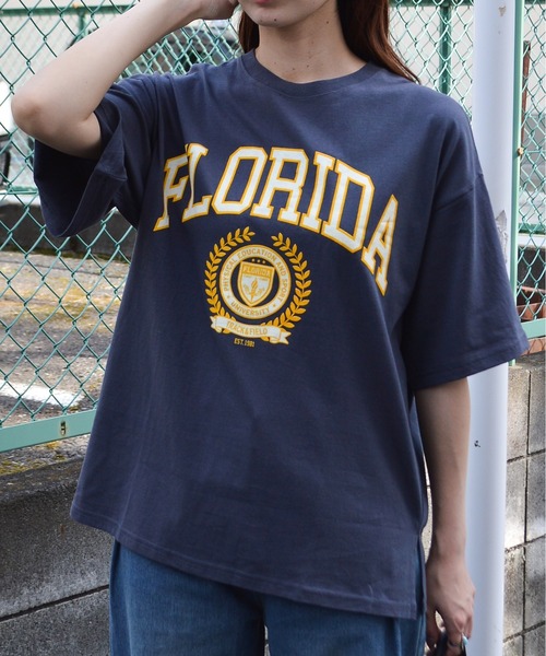 spiritoso(スピリトーゾ)の「【spiritoso】フロッキープリント フロリダ半袖Tシャツ (CP)(Tシャツ/カットソー・レディース・グレー/ホワイト/スミクロ/グレイッシュベージュ・FREE)」の10枚目の写真