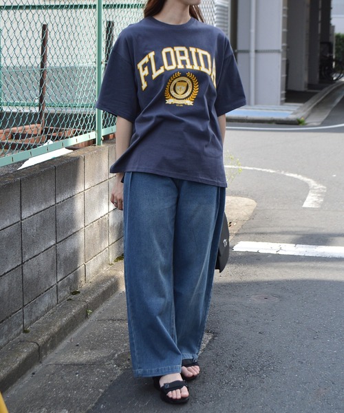 spiritoso(スピリトーゾ)の「【spiritoso】フロッキープリント フロリダ半袖Tシャツ (CP)(Tシャツ/カットソー・レディース・グレー/ホワイト/スミクロ/グレイッシュベージュ・FREE)」の12枚目の写真