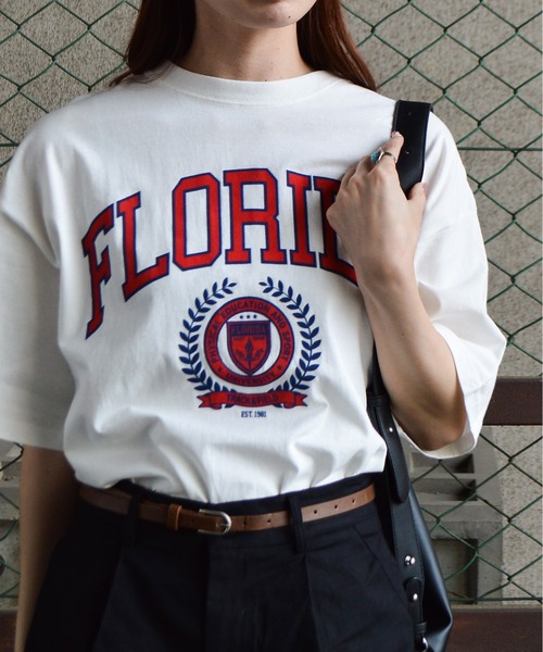 spiritoso(スピリトーゾ)の「【spiritoso】フロッキープリント フロリダ半袖Tシャツ (CP)(Tシャツ/カットソー・レディース・グレー/ホワイト/スミクロ/グレイッシュベージュ・FREE)」の14枚目の写真