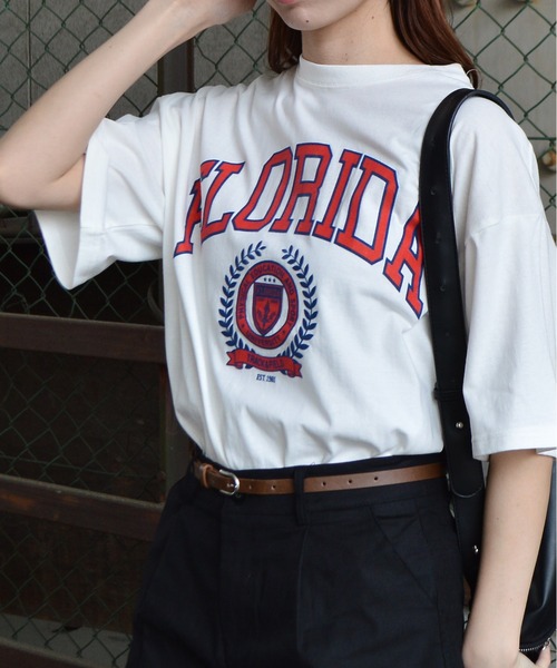 spiritoso(スピリトーゾ)の「【spiritoso】フロッキープリント フロリダ半袖Tシャツ (CP)(Tシャツ/カットソー・レディース・グレー/ホワイト/スミクロ/グレイッシュベージュ・FREE)」の15枚目の写真